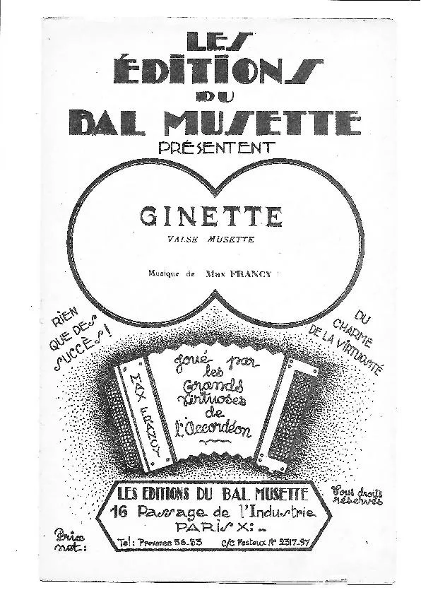 télécharger la partition d'accordéon Ginette (Valse Musette) au format PDF