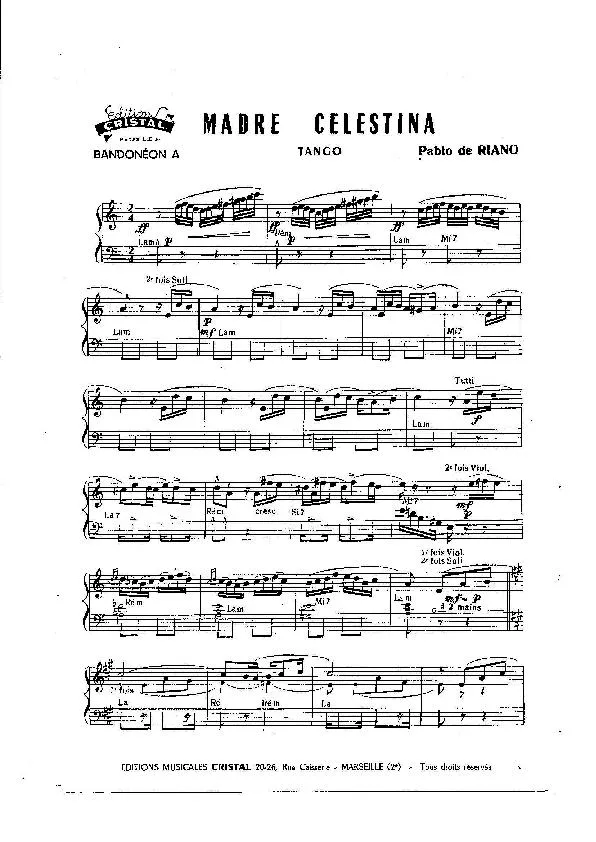 télécharger la partition d'accordéon Madre Celestina (Bandonéon A + B) (Tango) au format PDF