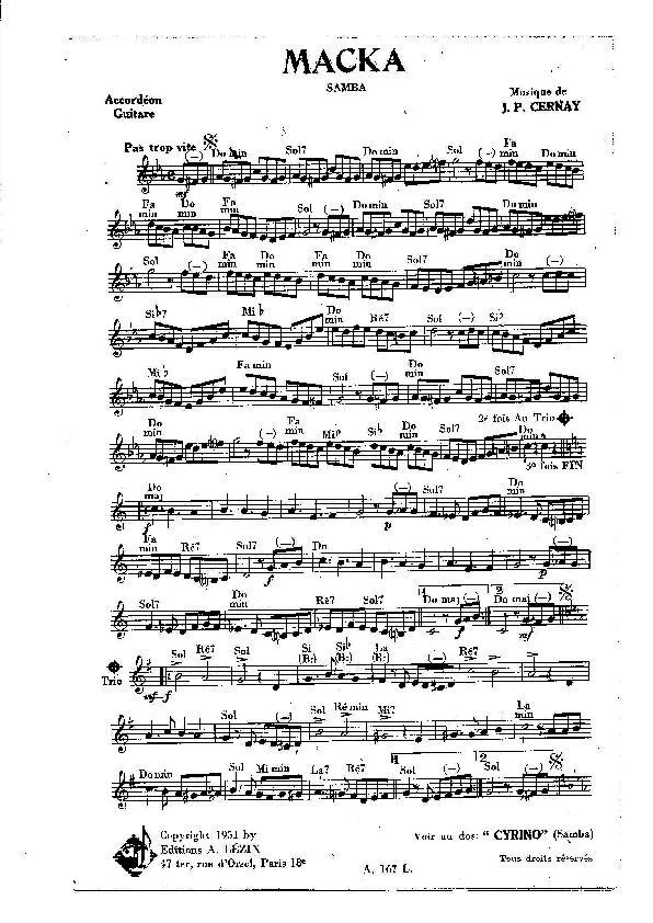 télécharger la partition d'accordéon Macka (Orchestration) (Samba) au format PDF