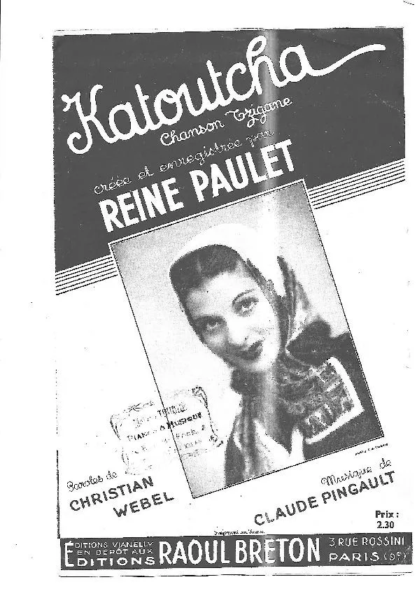 télécharger la partition d'accordéon Katoutcha (Créée par : Reine Paulet) (Chanson Tzigane) (Valse Rapide Chantée) au format PDF