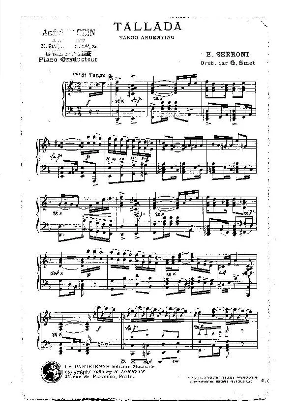 télécharger la partition d'accordéon Tallada (Orchestration : G Smet) (Tango Argentin) au format PDF