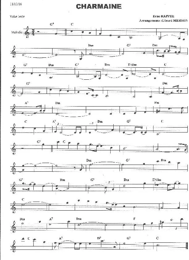 télécharger la partition d'accordéon Charmaine (Arrangement : Gérard Merson) (Valse Lente) au format PDF
