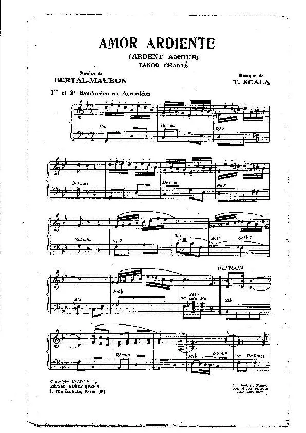 télécharger la partition d'accordéon Amor Ardiente (Ardent Amour) (Tango Chanté) au format PDF