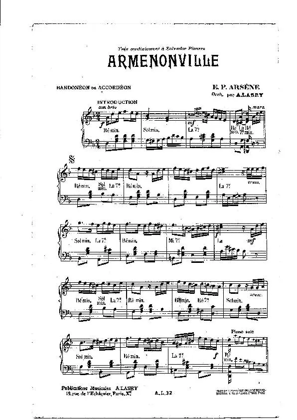 télécharger la partition d'accordéon Armenonville (Arrangement : Albert Lasry) (Tango) au format PDF