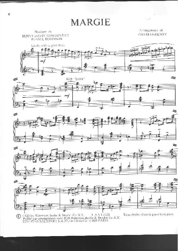 télécharger la partition d'accordéon Margie (Arrangement : Charles-Henry) au format PDF