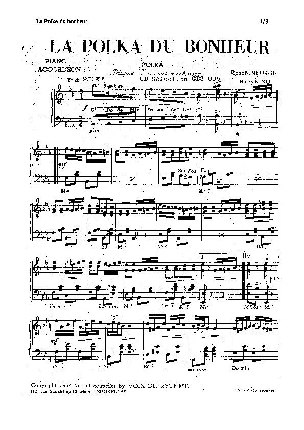 télécharger la partition d'accordéon La polka du bonheur au format PDF