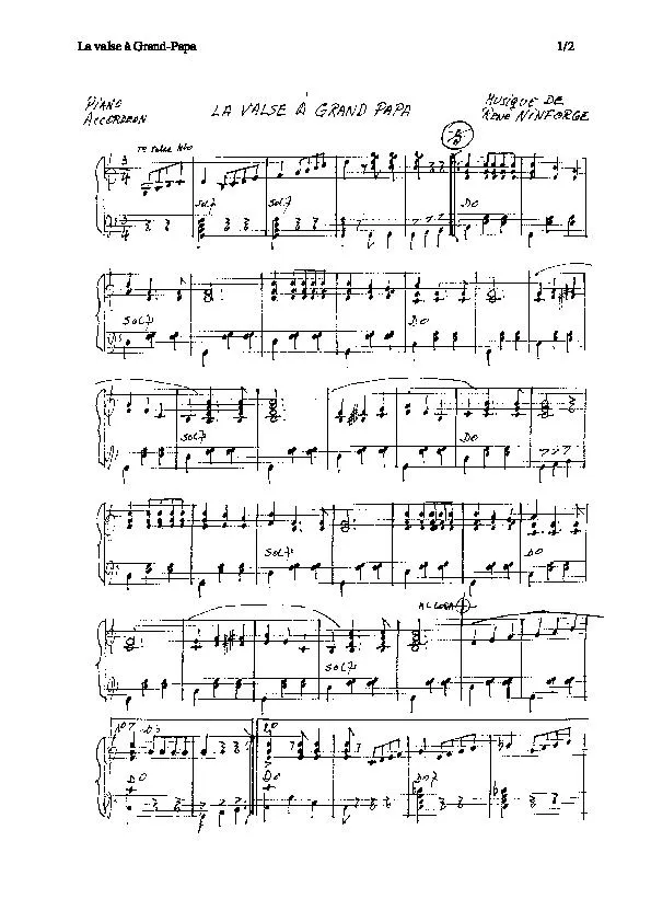 télécharger la partition d'accordéon La valse à Grand Papa (Partition Manuscrite) au format PDF
