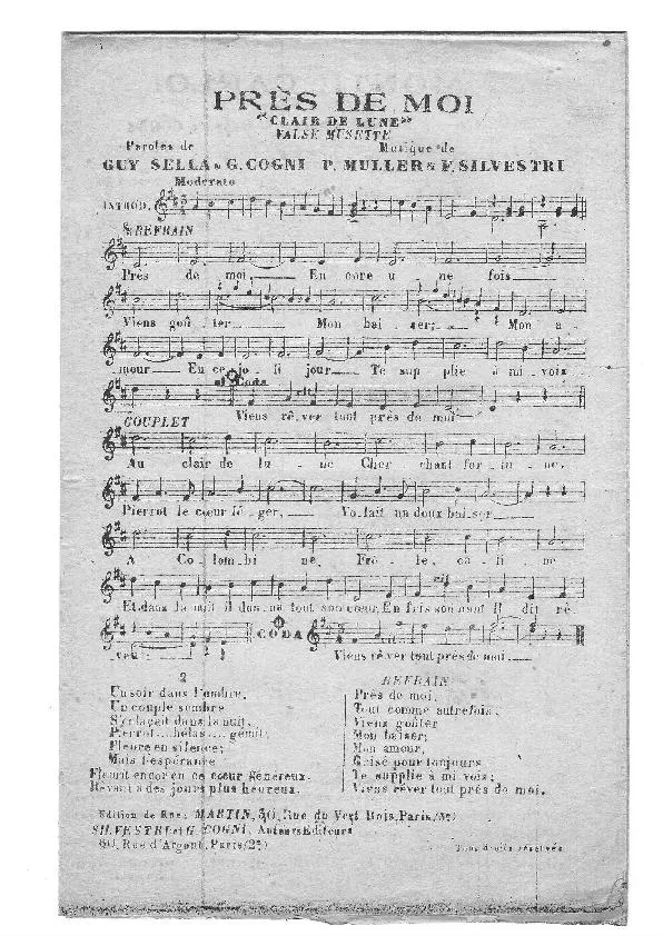 télécharger la partition d'accordéon Près de moi (Clair de lune) (Valse) au format PDF