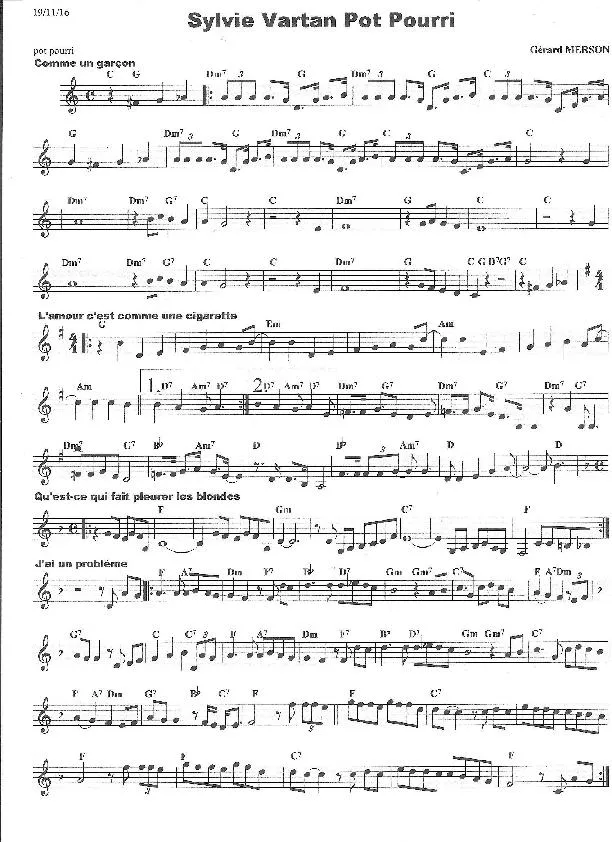 télécharger la partition d'accordéon Sylvie Vartan Pot Pourri (Arrangement : Gérard Merson) au format PDF