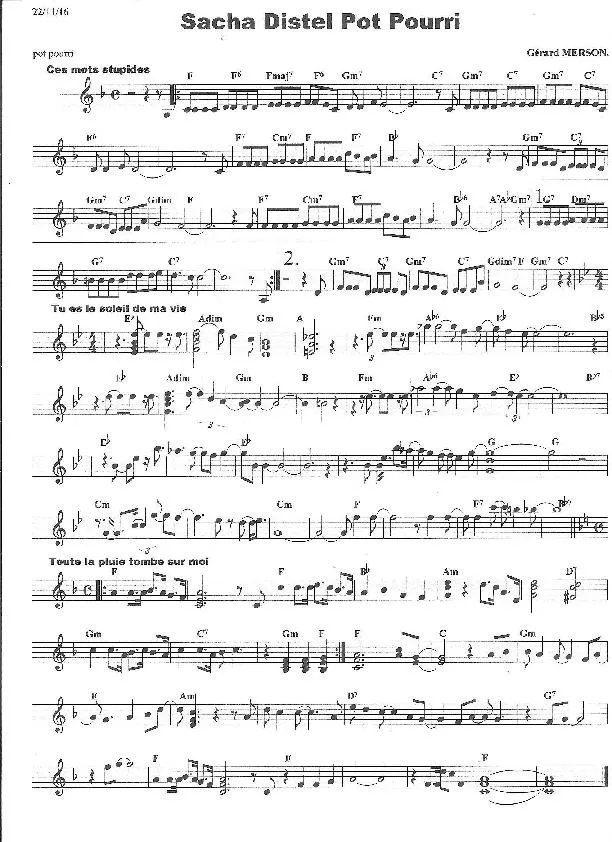 télécharger la partition d'accordéon Sacha Distel Pot Pourri (Arrangement : Gérard Merson) au format PDF