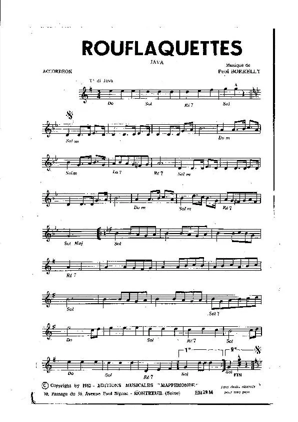 télécharger la partition d'accordéon Rouflaquettes (Orchestration) (Java Chantée) au format PDF