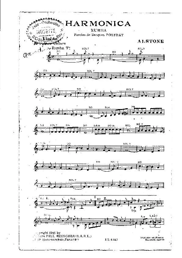 télécharger la partition d'accordéon Harmonica (Rumba) au format PDF