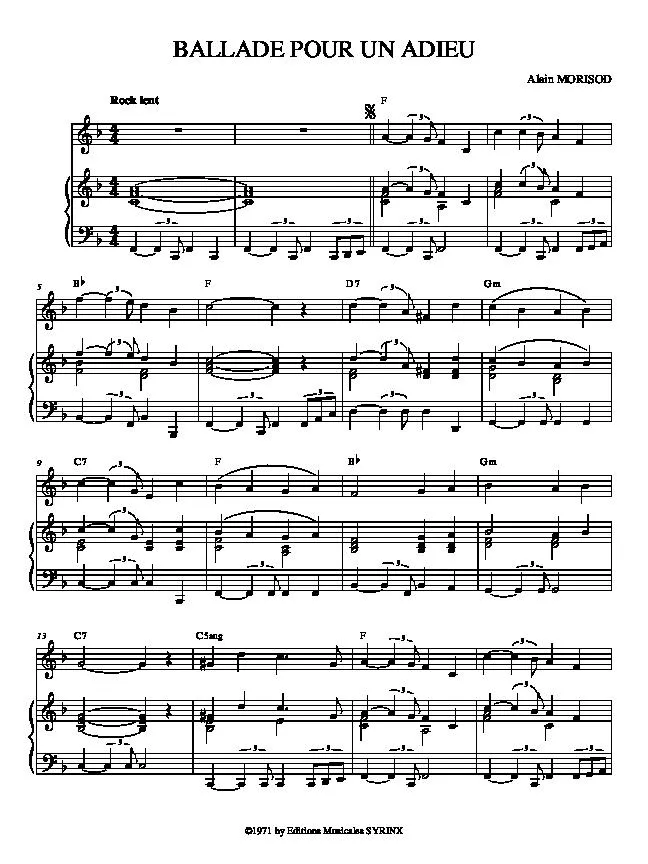 télécharger la partition d'accordéon Ballade pour un adieu (Rock Lent) au format PDF