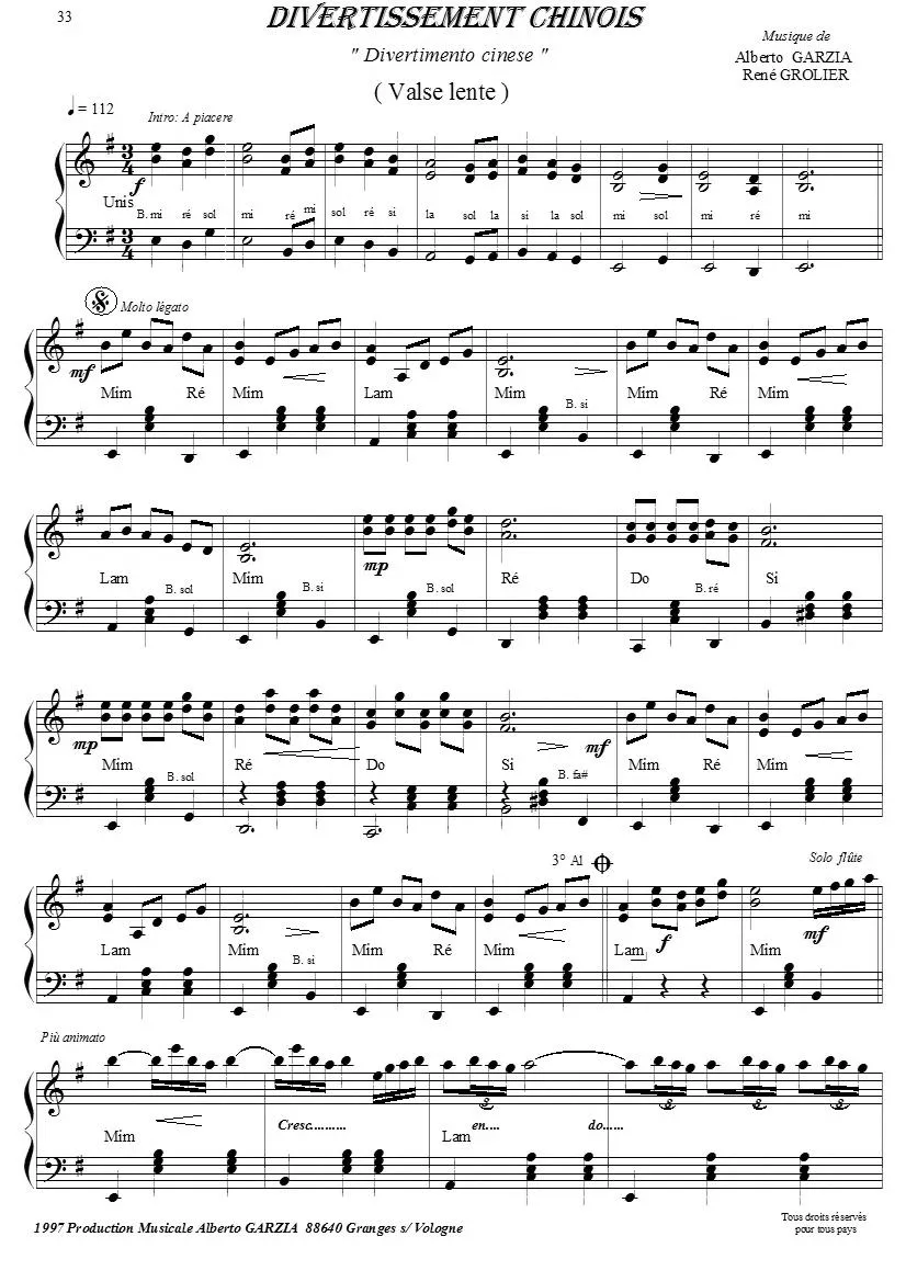 télécharger la partition d'accordéon Divertissement Chinois (Divertimento Cinese) (Valse Lente) au format PDF