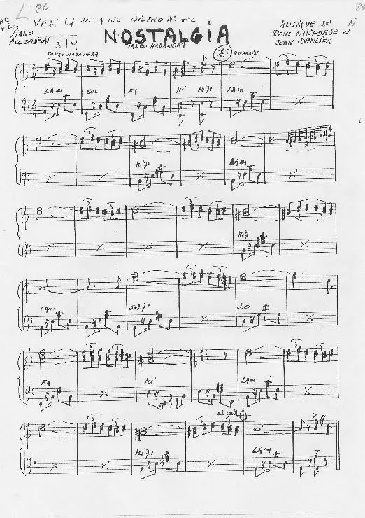télécharger la partition d'accordéon Nostalgia (Tango Habanera) (Manuscrite) au format PDF