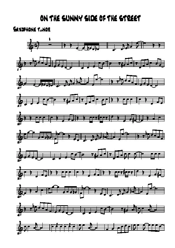 télécharger la partition d'accordéon On the sunny side of the street (Partie : Saxophone Ténor) au format PDF