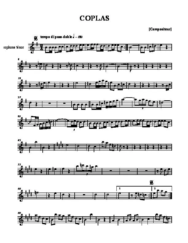 télécharger la partition d'accordéon Coplas (Partie : Saxophone Ténor) au format PDF