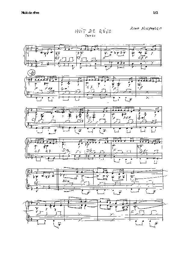 télécharger la partition d'accordéon Nuit de rêve (Tango) (Partition Manuscrite) au format PDF