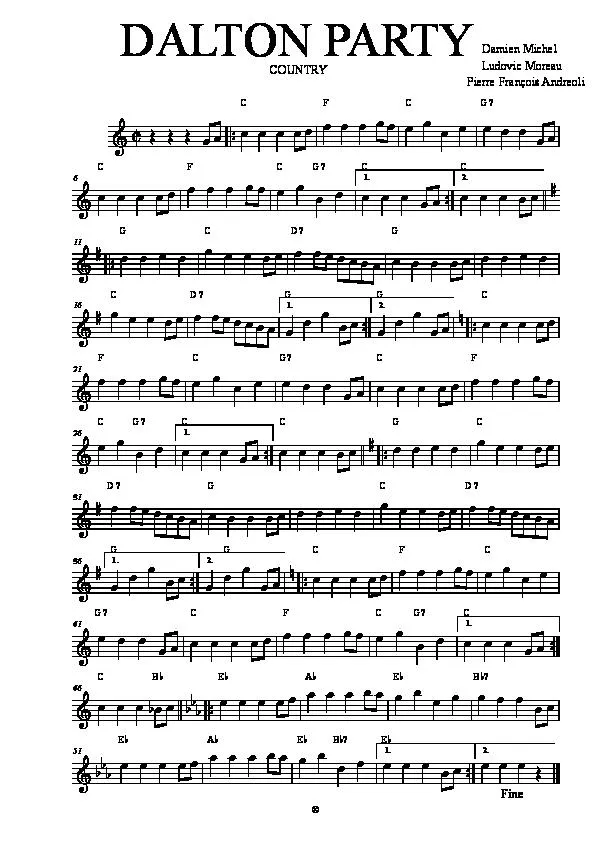 télécharger la partition d'accordéon Dalton Party (Country) au format PDF