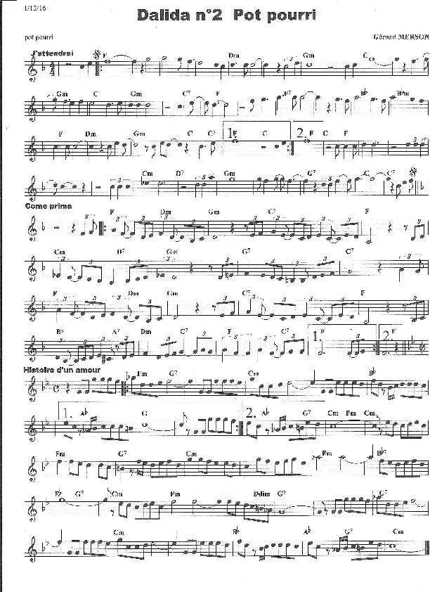 télécharger la partition d'accordéon Dalida Pot Pourri n°2 (Arrangement : Gérard Merson) au format PDF