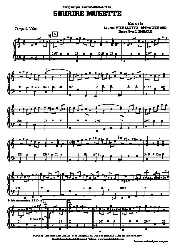 télécharger la partition d'accordéon Sourire Musette (Valse) au format PDF