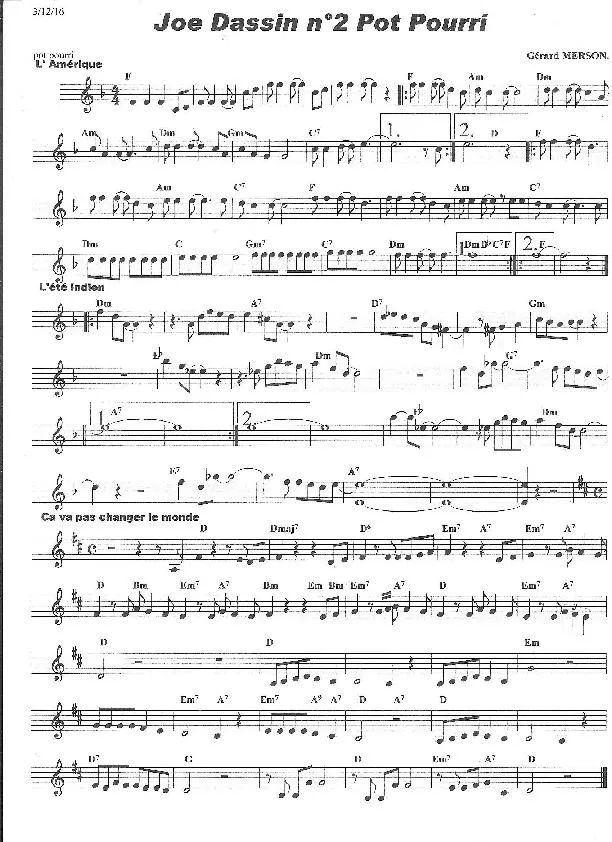 télécharger la partition d'accordéon Joe Dassin Pot Pourri n°2 (Arrangement : Gérard Merson) au format PDF