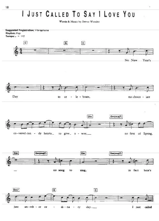 télécharger la partition d'accordéon I Just Called To Say I Love You (Version simplifiée) au format PDF