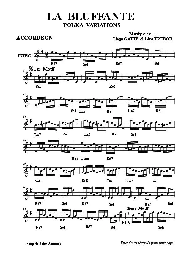 télécharger la partition d'accordéon La bluffante (Polka Variations) au format PDF