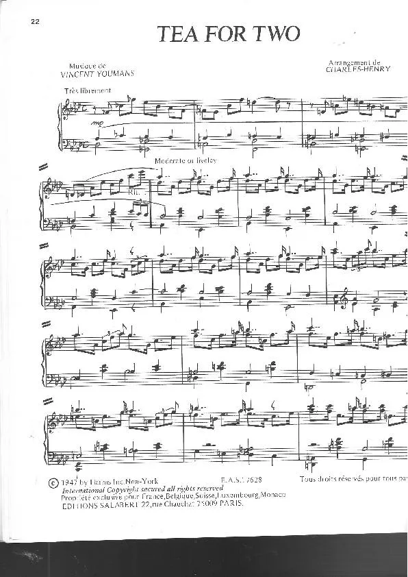 télécharger la partition d'accordéon Tea for two (Arrangement : Charles-Henry) au format PDF