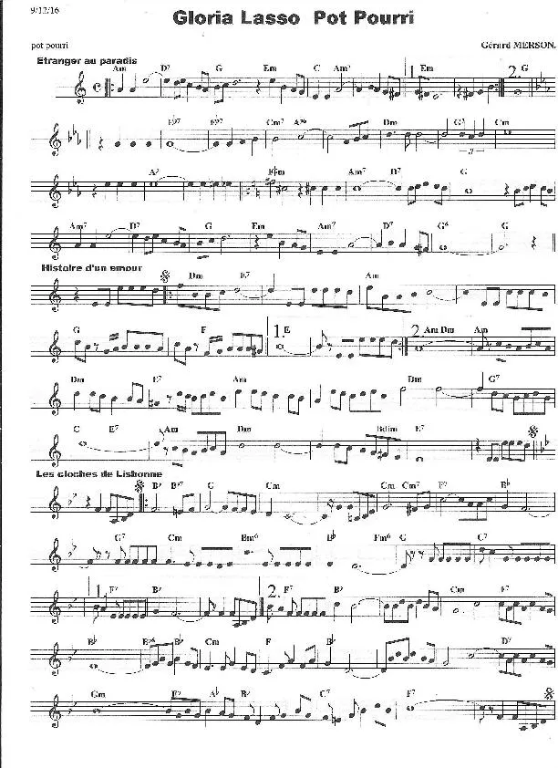 télécharger la partition d'accordéon Gloria Lasso Pot Pourri (Arrangement : Gérard Merson) au format PDF