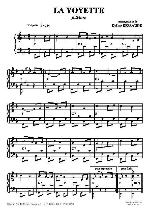 télécharger la partition d'accordéon La yoyette (Folklore) (Polka) au format PDF