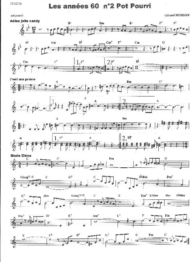 télécharger la partition d'accordéon Les années 60 Pot Pourri n°2 (Arrangement : Gérard Merson) au format PDF