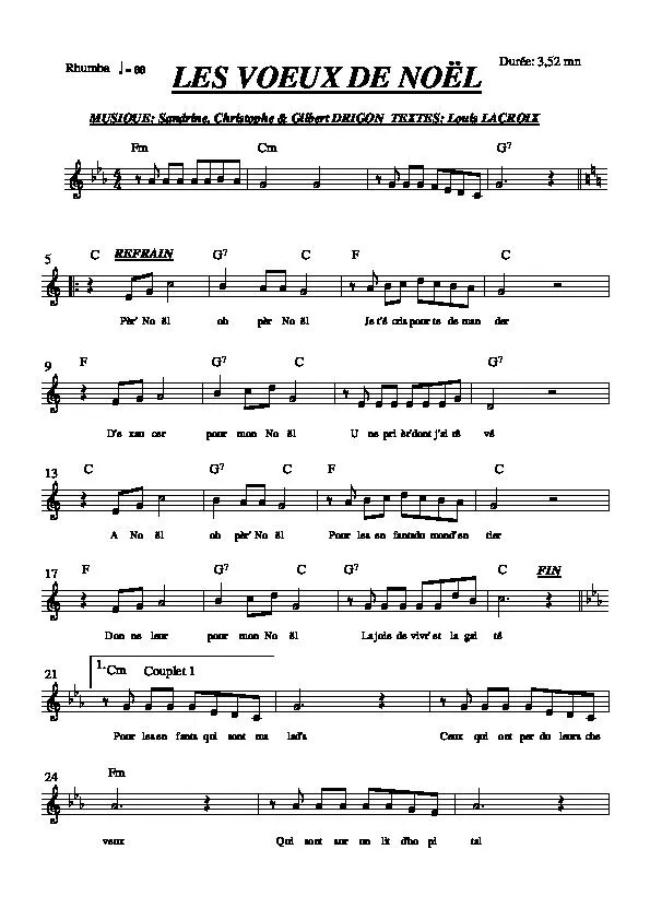 télécharger la partition d'accordéon Les voeux de Noël (Rumba) au format PDF