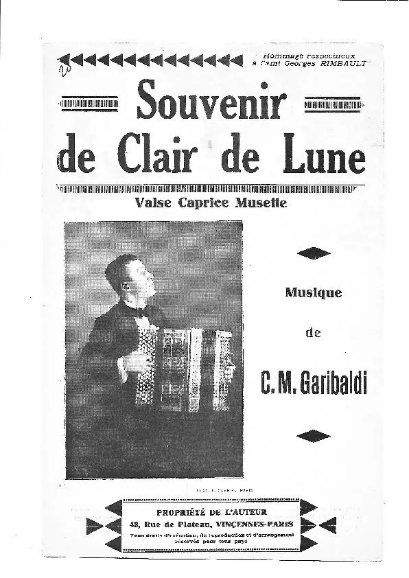 télécharger la partition d'accordéon Souvenir de clair de lune (Variations Valse Caprice Musette) au format PDF