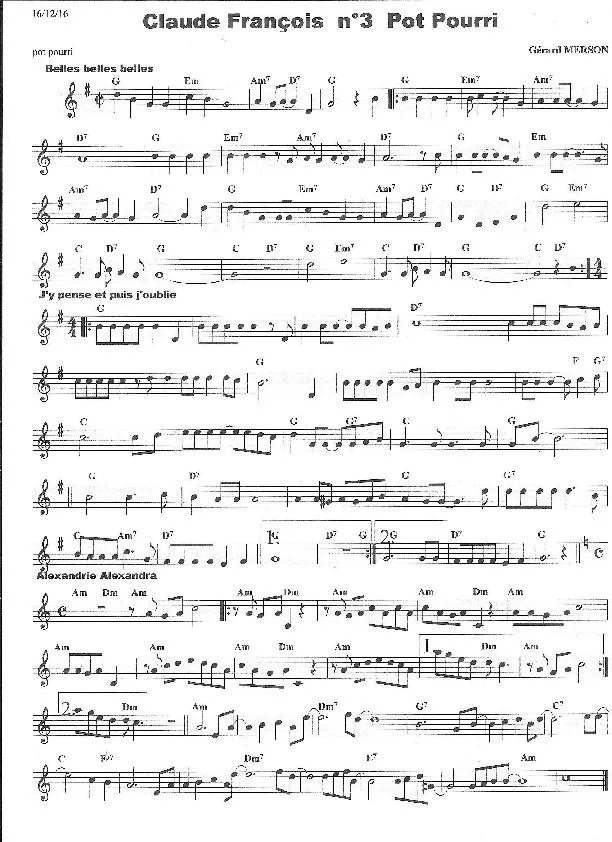 télécharger la partition d'accordéon Claude François Pot Pourri n°3 (Arrangement : Gérard Merson) au format PDF