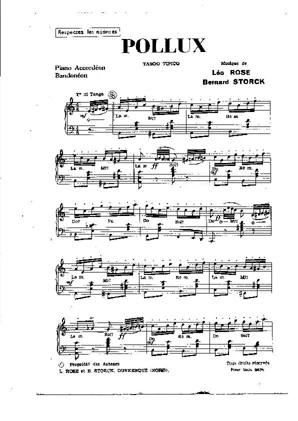 télécharger la partition d'accordéon Pollux (Tango Tipico) au format PDF