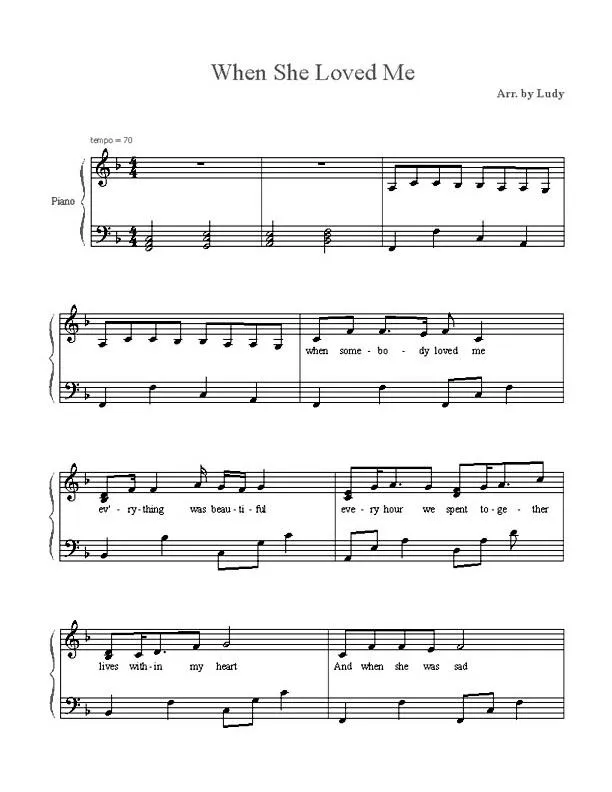 télécharger la partition d'accordéon When she loved me (Toy Story 2) (Arrangement by : Ludy) au format PDF