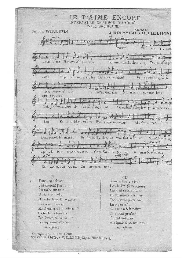 télécharger la partition d'accordéon Je t'aime encore (Eternelle chanson d'amour) (Valse Américaine) au format PDF