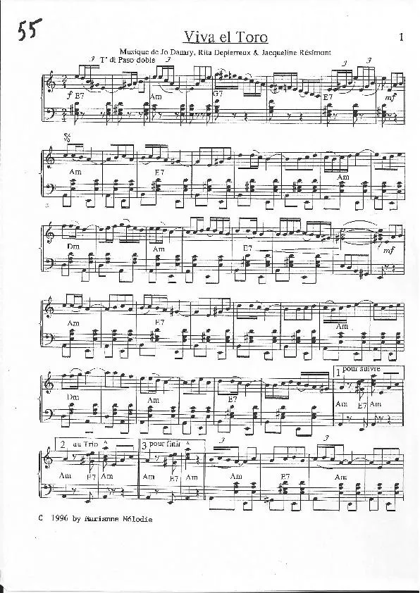 télécharger la partition d'accordéon Viva El Toro (Paso Doble) au format PDF