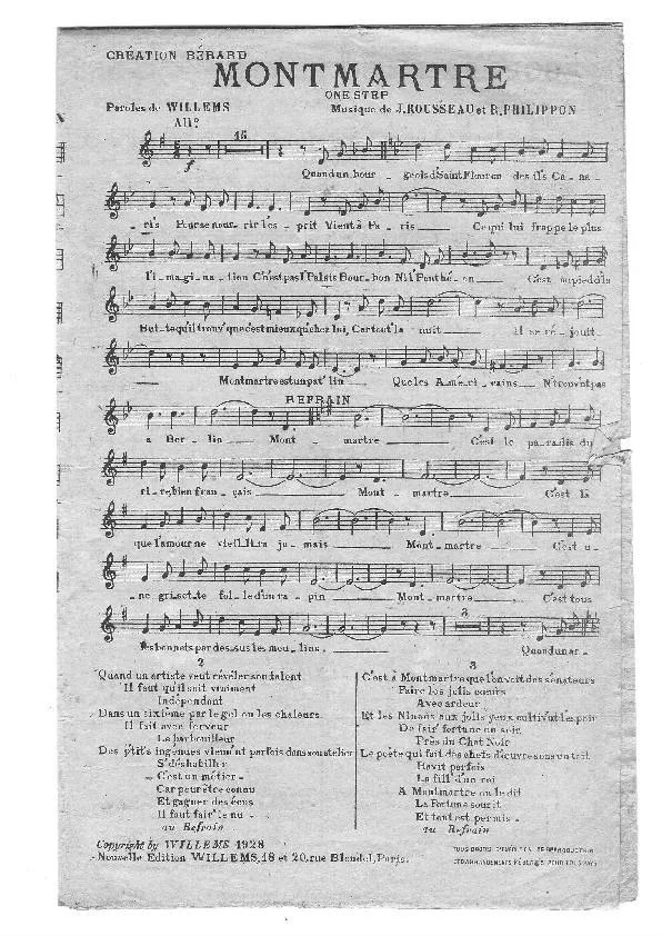 télécharger la partition d'accordéon Montmartre (Chant : Bérard) (One Step) au format PDF