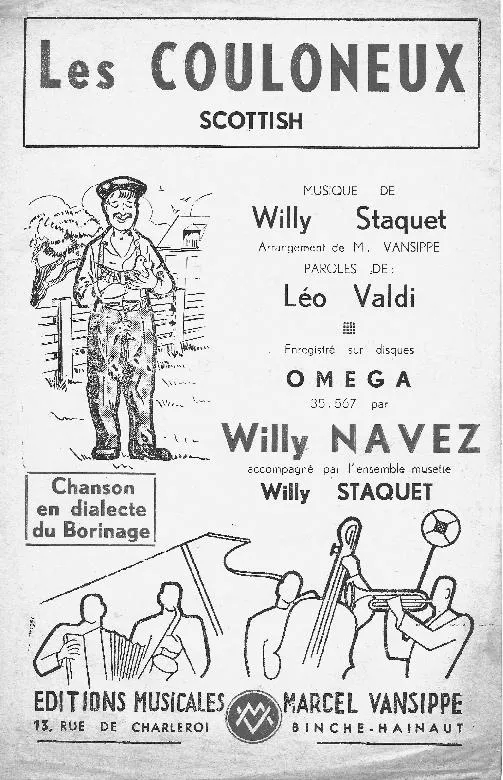 télécharger la partition d'accordéon Les Couloneux (Chanson en dialecte du Borinage par : Willy Navez) (Arrangement : Maurice Vansippe) (Schottish) au format PDF