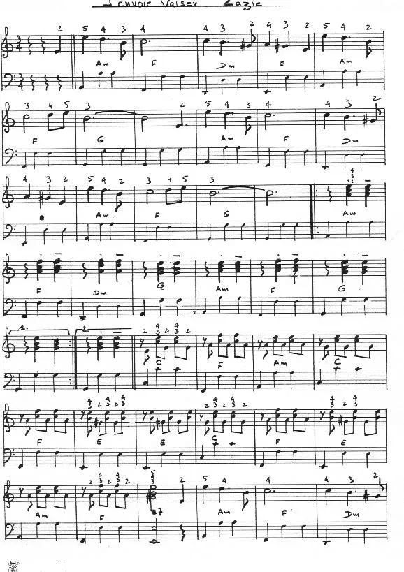 télécharger la partition d'accordéon J'envoie valser (Manuscrite) au format PDF