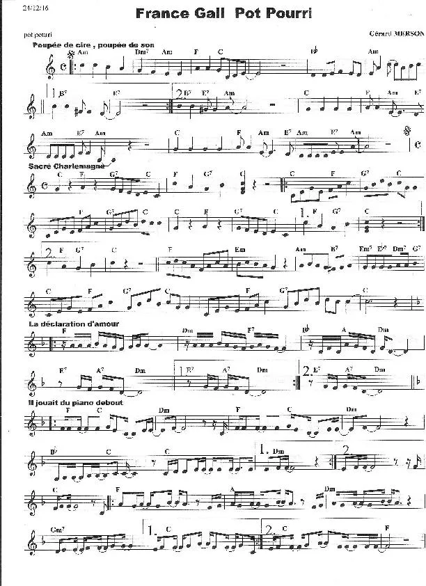 télécharger la partition d'accordéon France Gall Pot Pourri (Arrangement : Gérard Merson) au format PDF