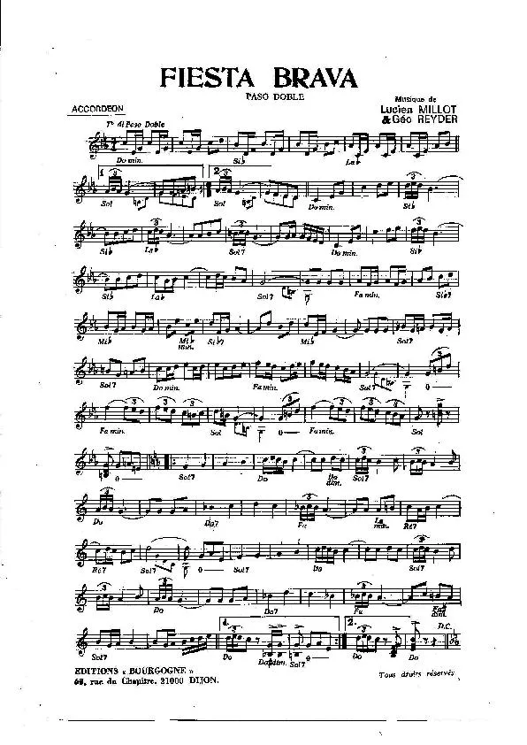 télécharger la partition d'accordéon Fiesta Brava (Orchestration) (Paso Doble) au format PDF