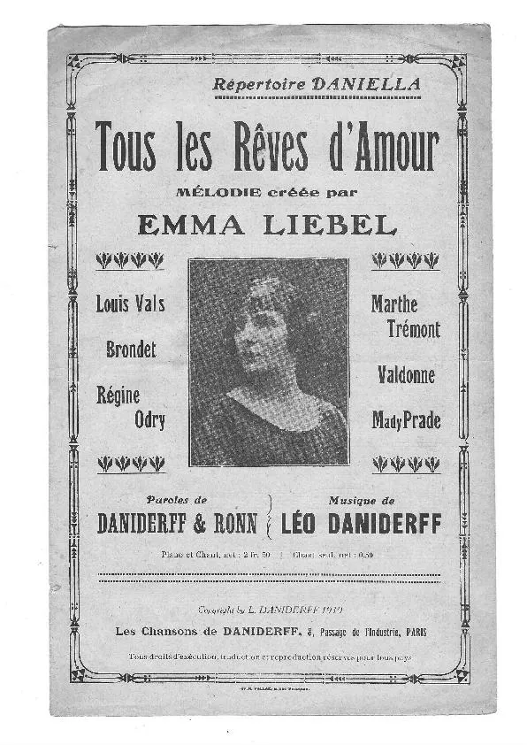 télécharger la partition d'accordéon Tous les rêves d'amour (Chant : Emma Liebel) au format PDF