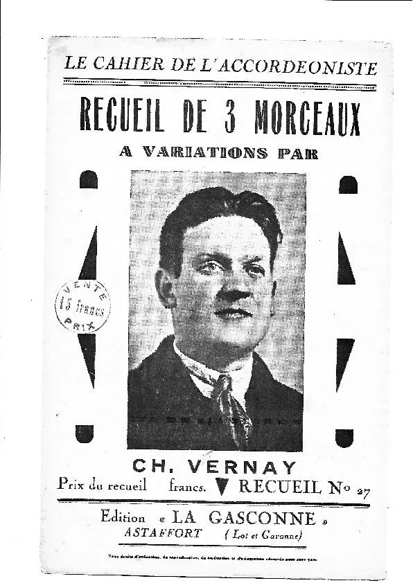 télécharger la partition d'accordéon Le cahier de l'Accordéoniste : Recueil de 3 Morceaux à Variations par Charles Vernay (Recueil n°27) : Alcana + Vénésia + Chiquette au format PDF