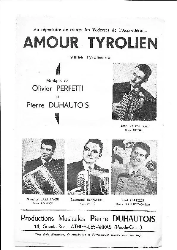télécharger la partition d'accordéon Amour Tyrolien (Valse Tyrolienne) au format PDF