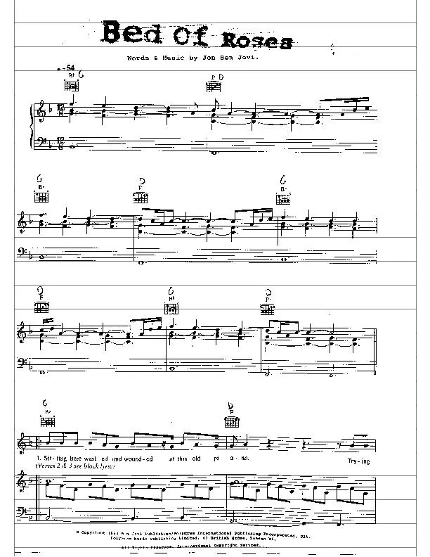 télécharger la partition d'accordéon Bed of roses au format PDF