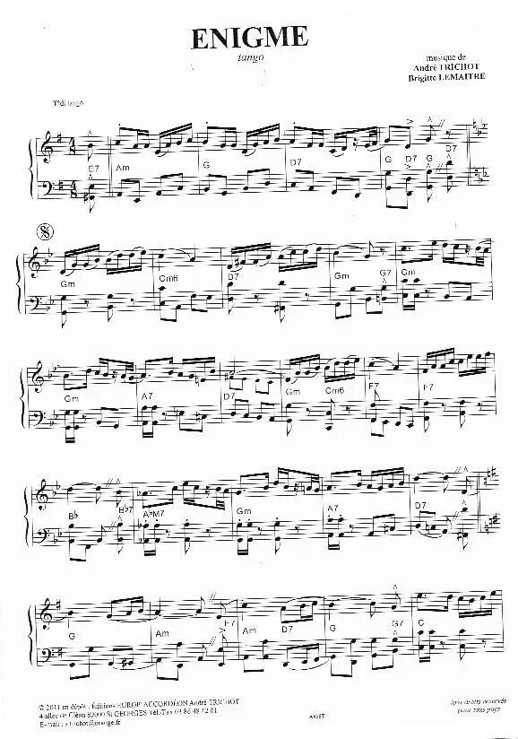 télécharger la partition d'accordéon Enigme (Tango) au format PDF