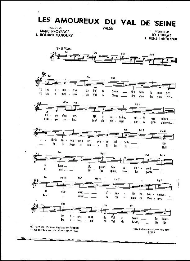 télécharger la partition d'accordéon Les amoureux du Val de Seine (Valse) au format PDF